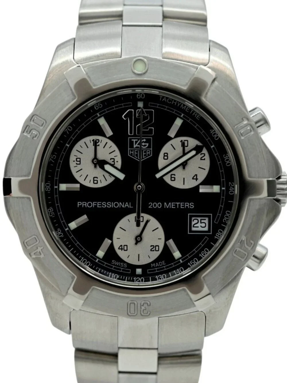 Tag Heuer 39mm Men's Exclusive 2000 Series Chrono Black Dial Watch! Ref: CN111E!